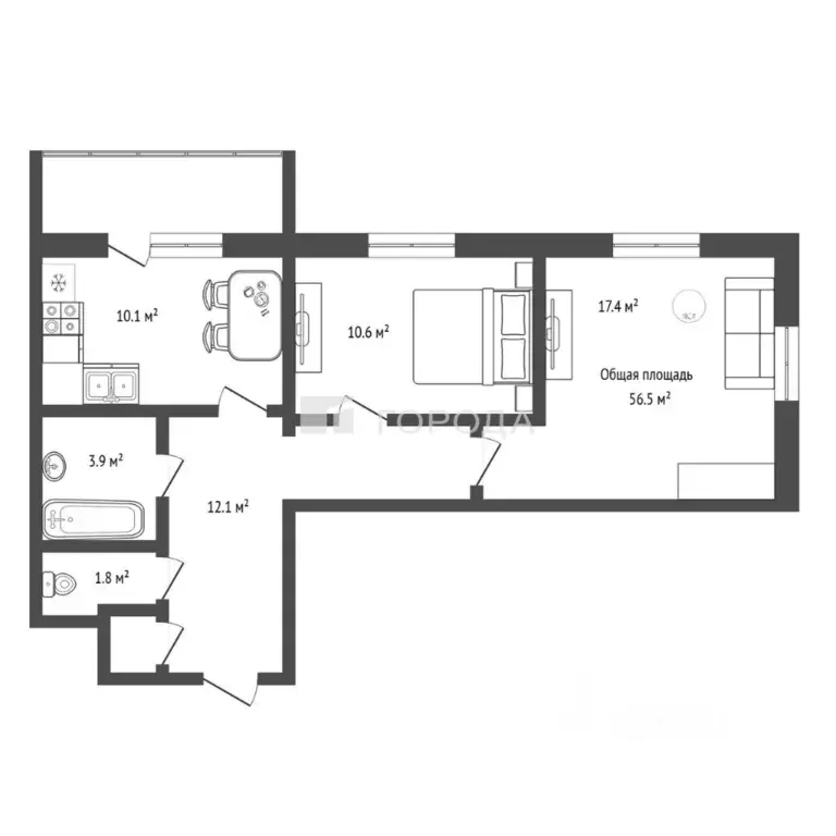 2-к кв. Новосибирская область, Новосибирск ул. Котовского, 40/1 (56.5 ... - Фото 2