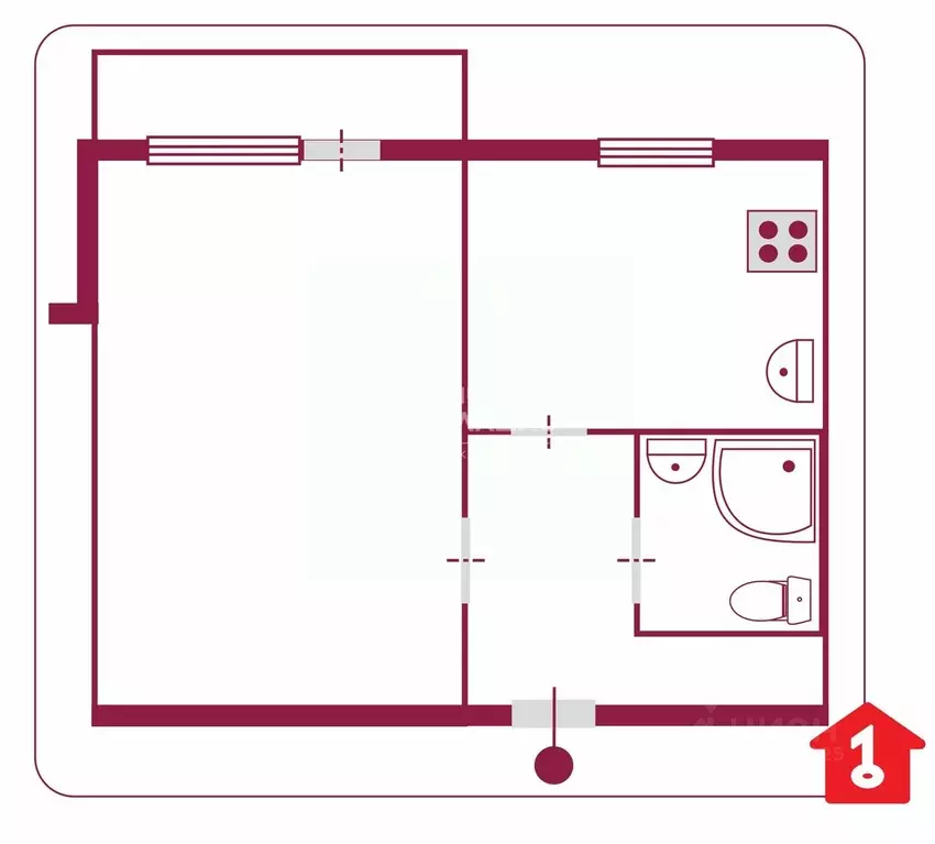 1-к кв. Омская область, Омск ул. 70 лет Октября, 20 (37.5 м) - Фото 1