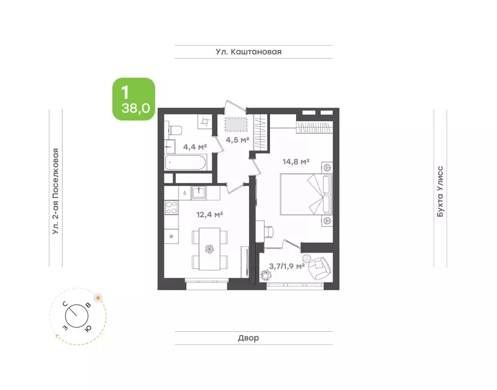 1-к кв. Приморский край, Владивосток ул. 3-я Поселковая, 16/1 (38.0 м) - Фото 0