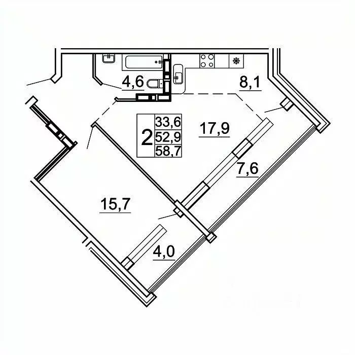 2-к кв. Приморский край, Владивосток Лесная ул., 1В/1 (58.7 м) - Фото 1