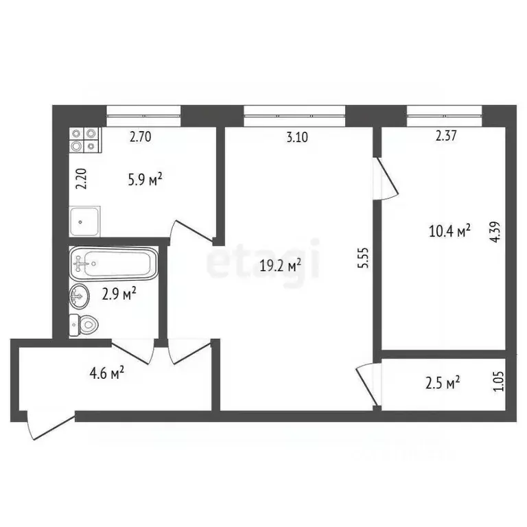 3-к кв. Омская область, Омск ул. Масленникова, 237а (45.5 м) - Фото 0