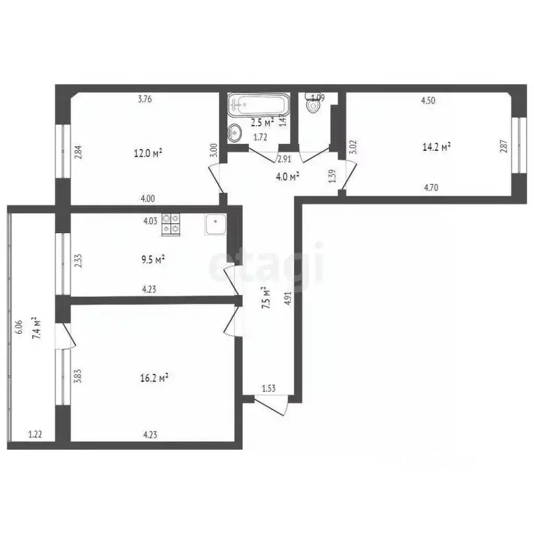 3-к кв. Тюменская область, Тюмень Микрорайон мыс, ул. Малиновского, ... - Фото 1