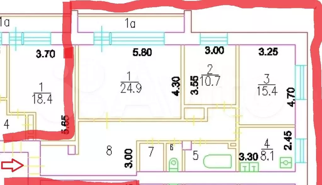 3-к. квартира, 95 м, 7/10 эт. - Фото 0
