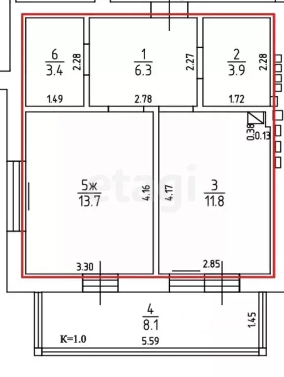 1-к кв. Калининградская область, Калининград ул. Лобачевского, 11А ... - Фото 1