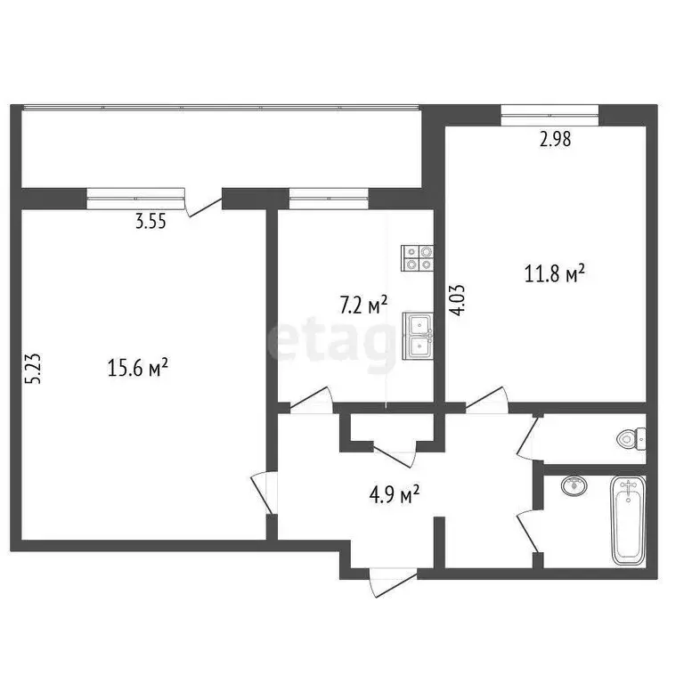 2-комнатная квартира: Ярославль, улица Нефтяников, 27 (49.6 м) - Фото 1