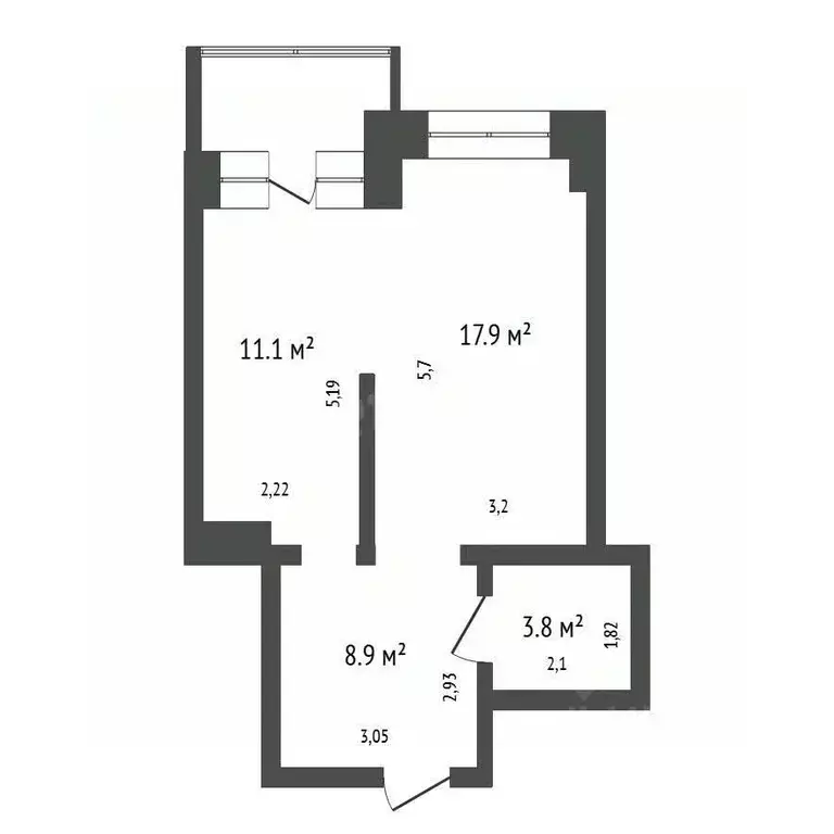 Студия Иркутская область, Иркутск Радужный мкр, 119 (41.7 м) - Фото 2