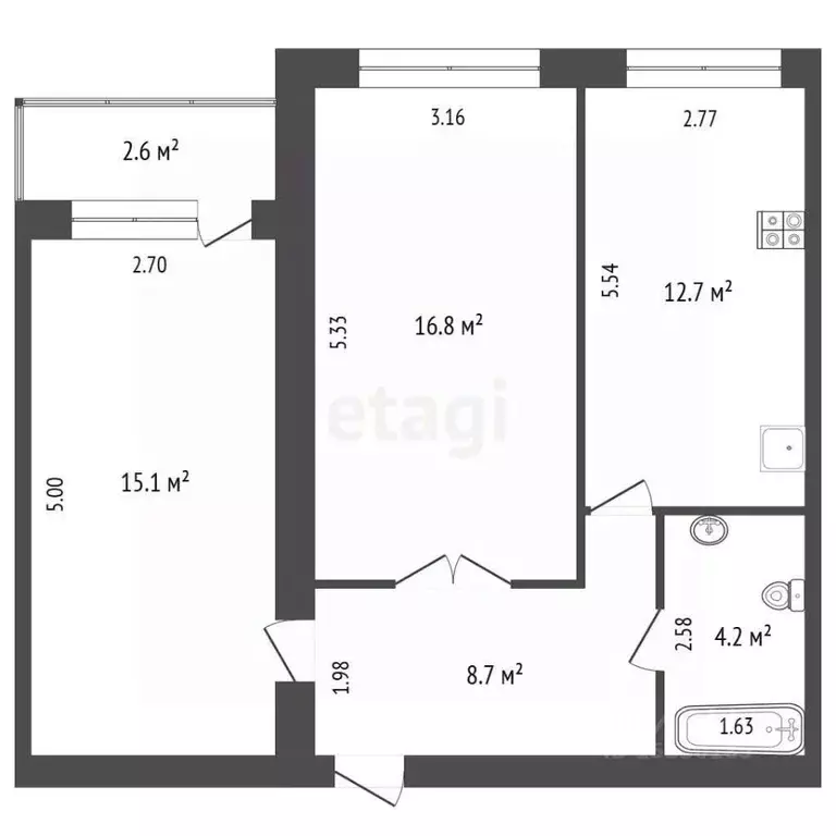 2-к кв. Самарская область, Самара Революционная ул., 79 (60.0 м) - Фото 2