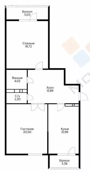 2-комнатная квартира: Краснодар, Уральская улица, 100 (80.6 м) - Фото 1
