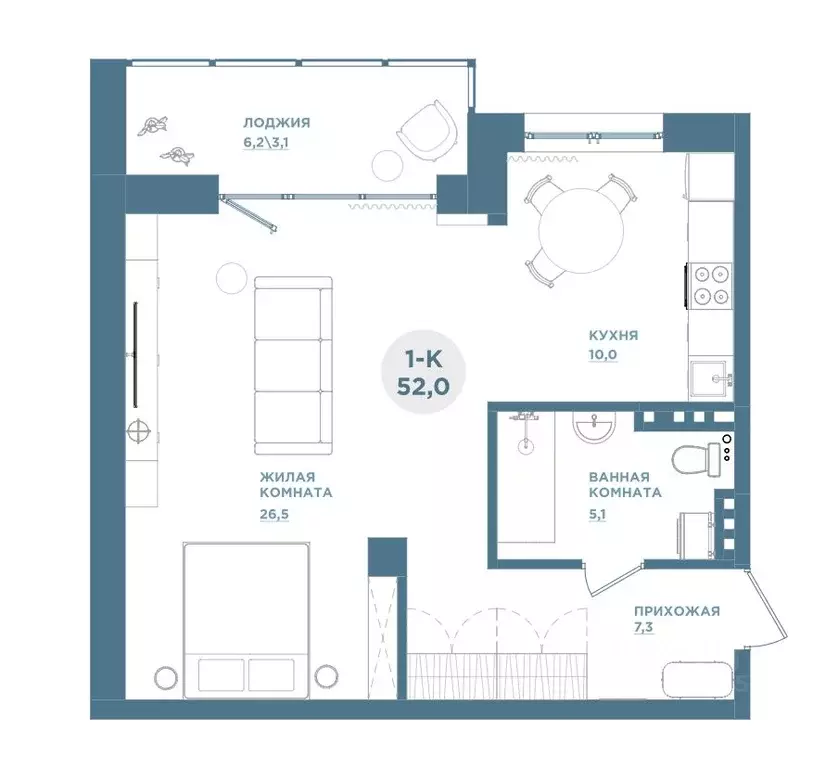 1-к кв. Красноярский край, Красноярск Свердловская ул., 6Е (51.8 м) - Фото 1