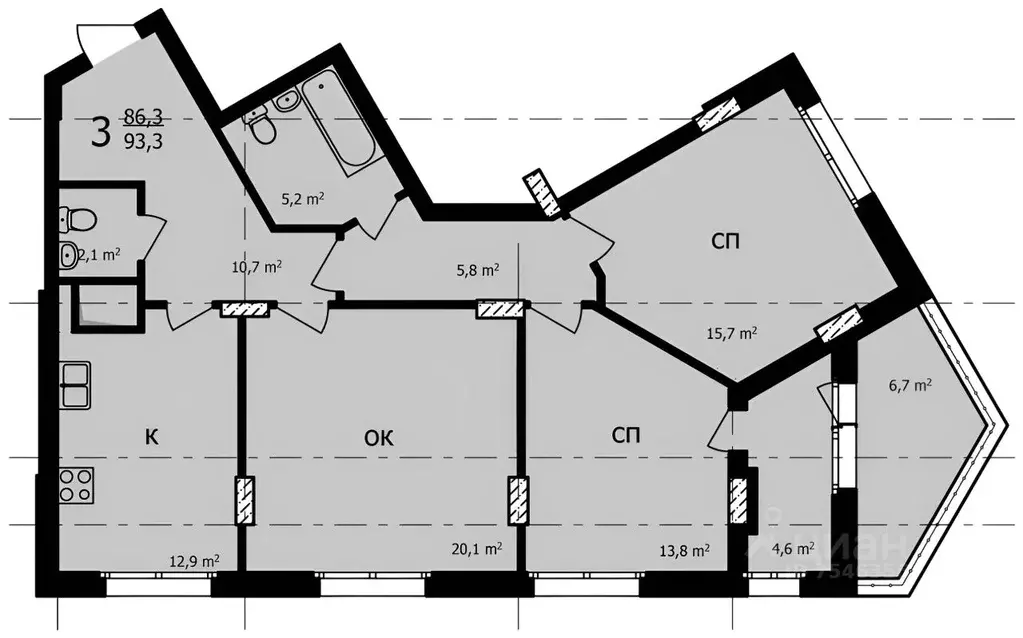 3-к кв. Нижегородская область, Нижний Новгород ул. Владимира ... - Фото 2