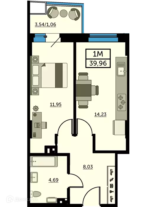 Продаётся 1-к квартира, 39.8 м - Фото 0