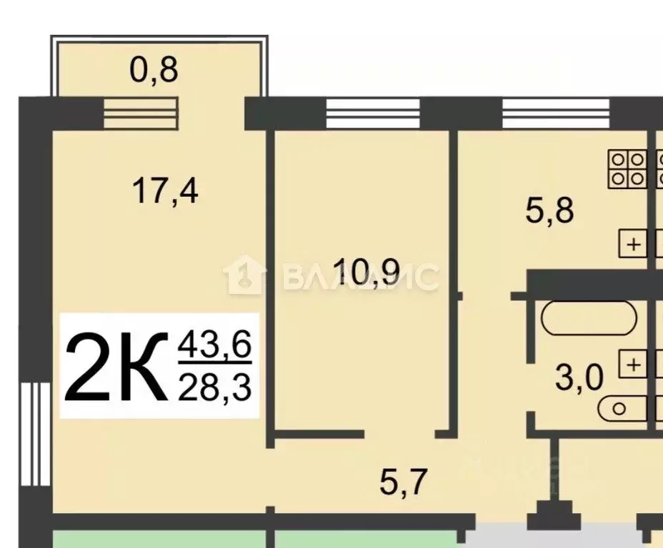 2-к кв. Нижегородская область, Нижний Новгород просп. Ленина, 30к3 ... - Фото 2