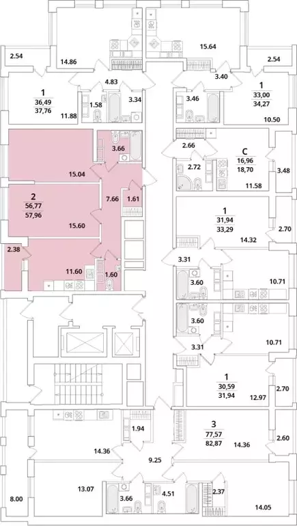 2-к кв. Санкт-Петербург Кубинская ул., 82к3 (57.96 м) - Фото 1