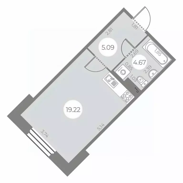 Студия Санкт-Петербург ул. Маршала Захарова, 8 (28.98 м) - Фото 0