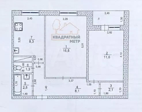 2-к. квартира, 50,6 м, 9/9 эт. - Фото 0