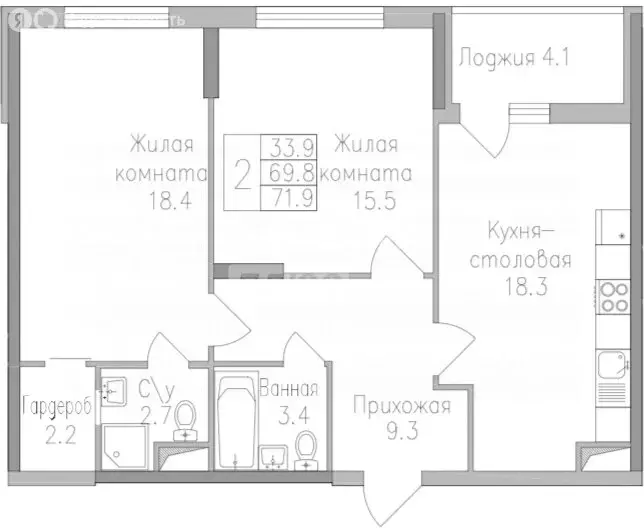 3-комнатная квартира: Липецк, ЖК Поколение (71.9 м) - Фото 0