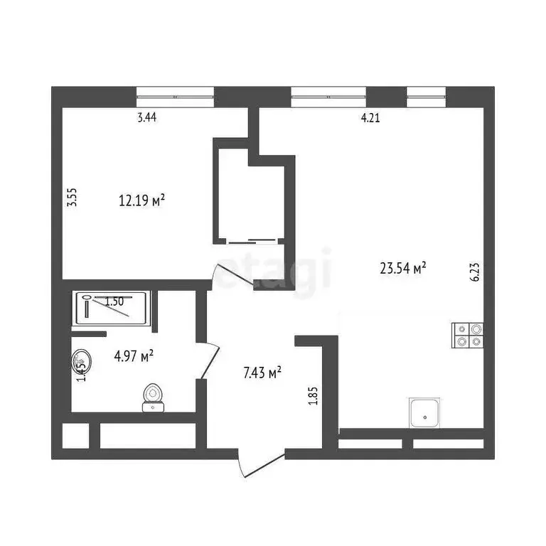 1-комнатная квартира: Тюмень, улица Николая Машарова, 2 (50 м) - Фото 0