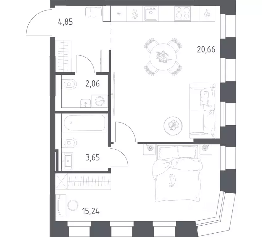 1-к кв. Татарстан, Казань Зилант Премьер жилой комплекс (46.46 м) - Фото 1