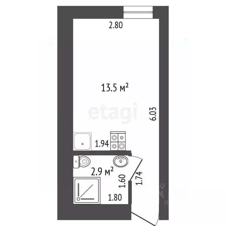 Студия Краснодарский край, Анапа пер. Северный, 1 (16.0 м) - Фото 0