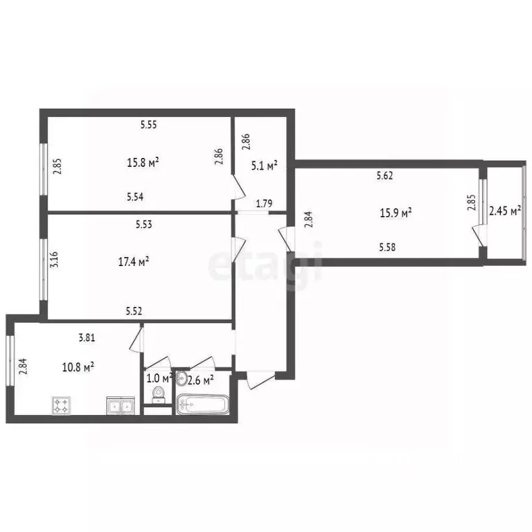 3-к кв. Санкт-Петербург Белградская ул., 54к1 (80.4 м) - Фото 1