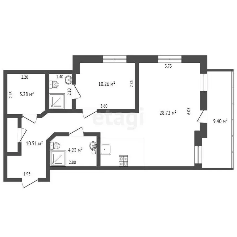 Квартира-студия: Ялта, улица Кирова, 71 (75 м) - Фото 1