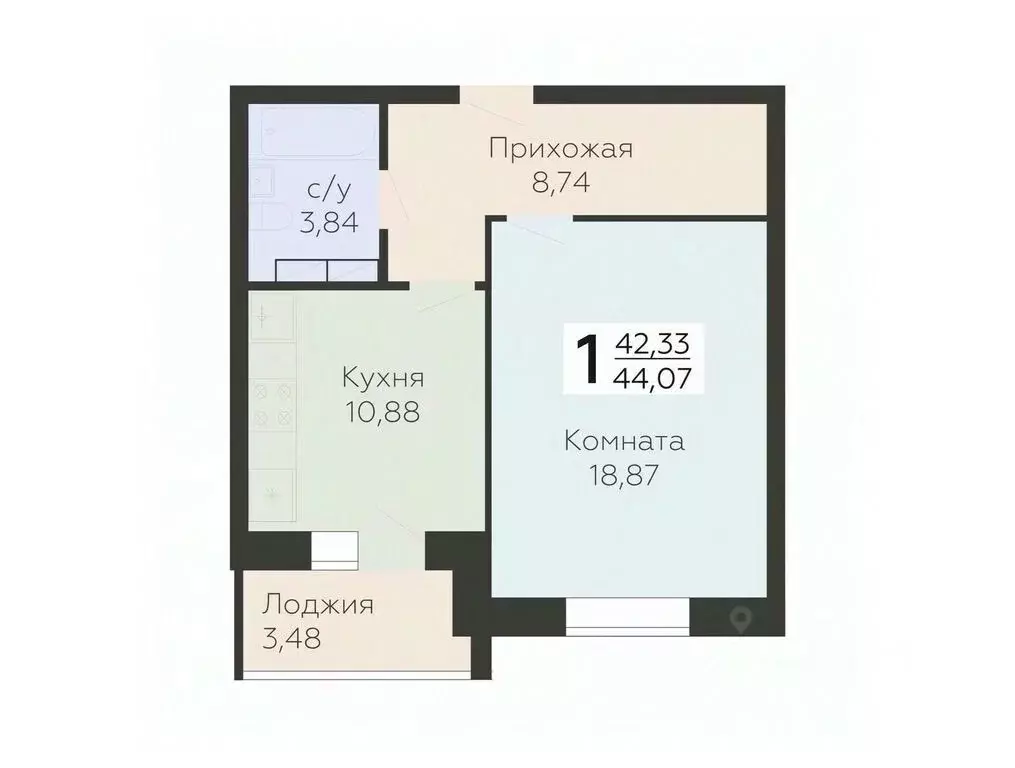 1-к кв. Орловская область, Орел ул. Панчука, 83Б (44.07 м) - Фото 0