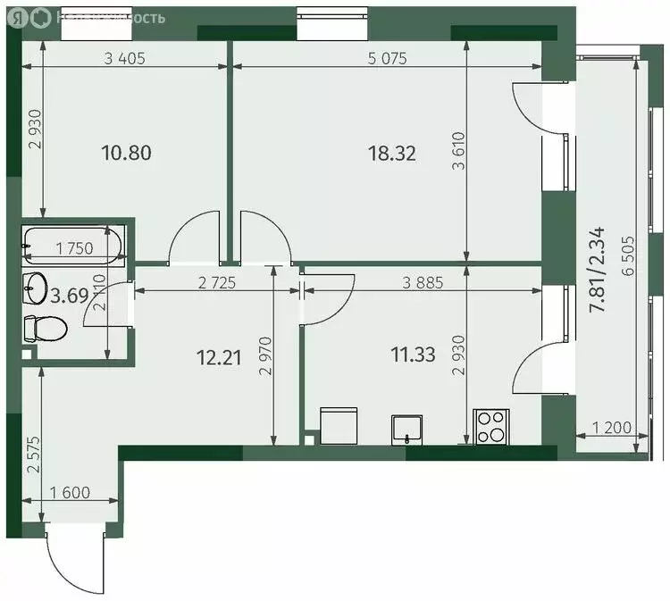 2-комнатная квартира: Казань, Бухарская улица, 32к3 (58.69 м) - Фото 0