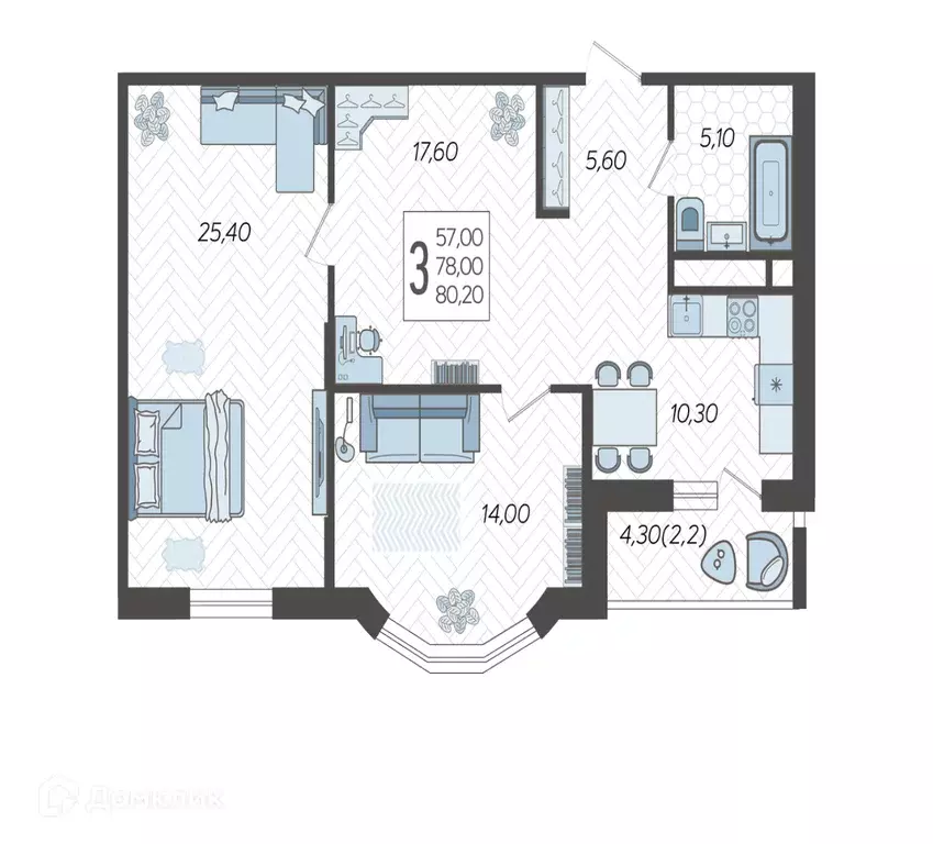 Продаётся 3-к квартира, 81.1 м - Фото 0