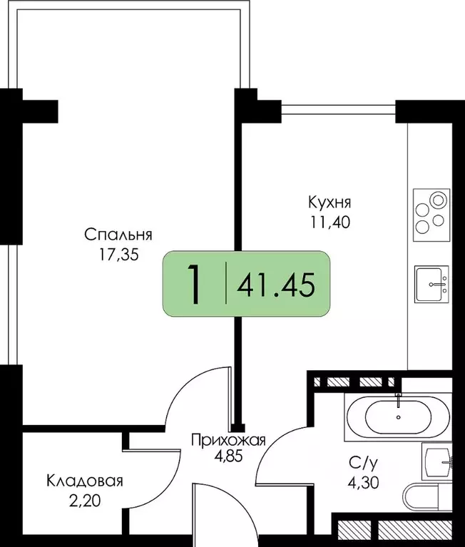 1-к кв. Смоленская область, Смоленск Среда жилой комплекс (41.45 м) - Фото 0