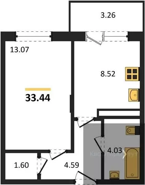 1-комнатная квартира: Воронеж, Острогожская улица, 156/2 (33.44 м) - Фото 0