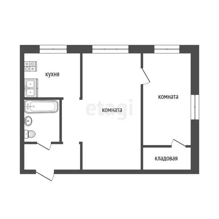 2-комнатная квартира: Туринск, улица Ленина, 38А (43.2 м) - Фото 1