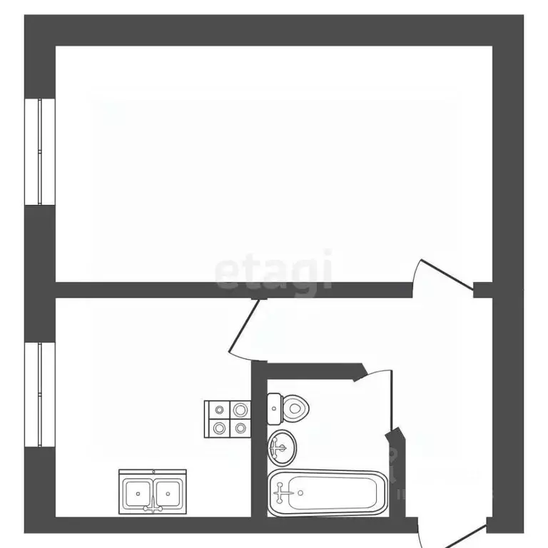 1-к кв. Ханты-Мансийский АО, Сургут Трубная ул., 5/1 (29.4 м) - Фото 1