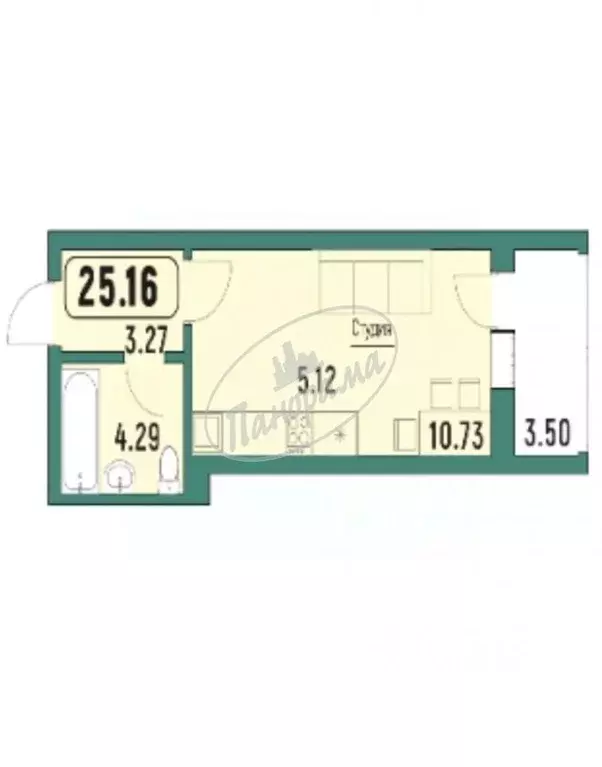 Студия Калужская область, Калуга Московская ул., 311к6 (25.0 м) - Фото 2