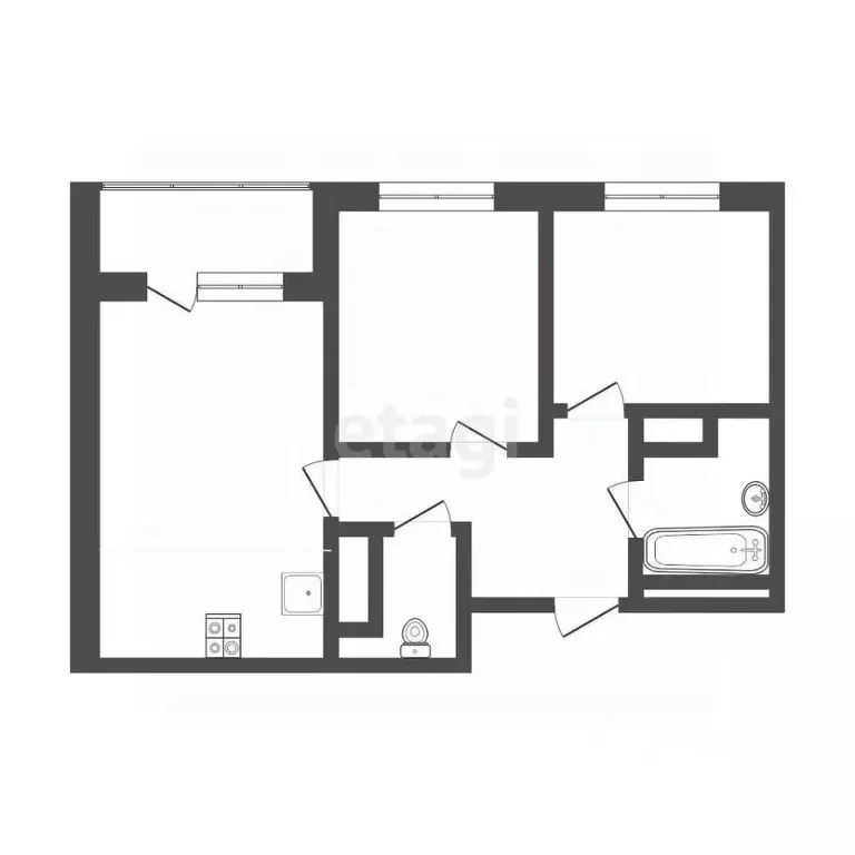 2-к кв. Тюменская область, Тюмень ул. Фармана Салманова, 26к2 (52.5 м) - Фото 1