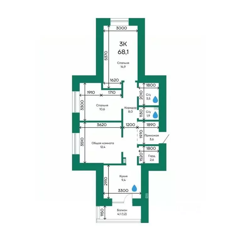 3-к кв. Алтайский край, Барнаул Просторная ул., 390к1 (68.1 м) - Фото 0