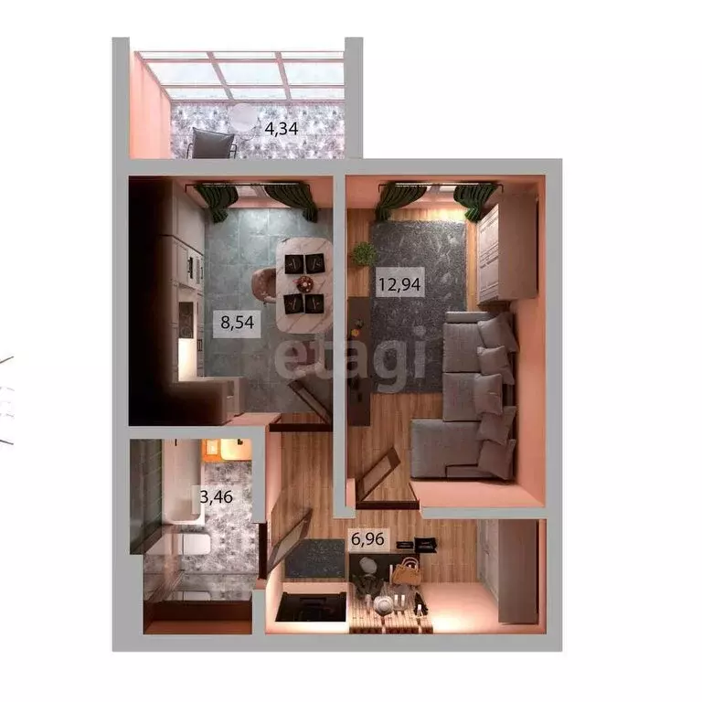 1-комнатная квартира: село Пестрецы, Школьная улица, 10Б (32 м) - Фото 1