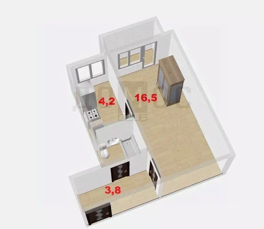 1-к кв. Свердловская область, Екатеринбург ул. Вилонова, 82 (26.9 м) - Фото 2