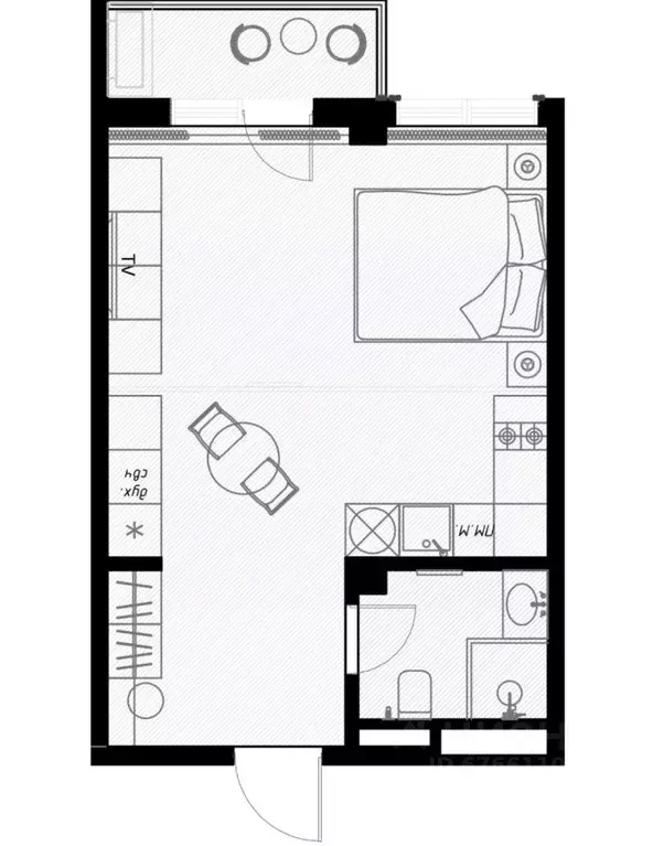 Студия Краснодарский край, Сочи ул. Ленина, 290/8к2 (35.9 м) - Фото 0