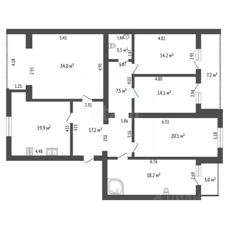 4-к кв. Самарская область, Самара ул. Советской Армии, 253 (195.0 м) - Фото 2
