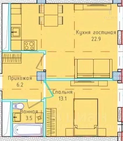 2-к кв. Чеченская республика, Грозный пос. Строителей,  (45.7 м) - Фото 0