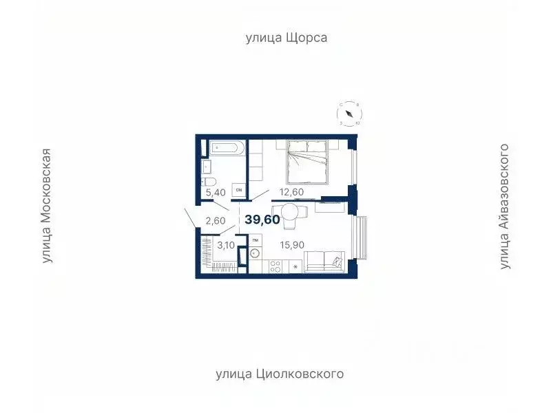1-к кв. Свердловская область, Екатеринбург ул. Московская, 251 (39.6 ... - Фото 0