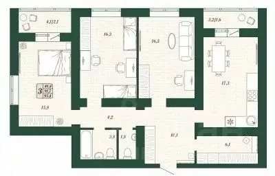 3-к кв. Самарская область, Волжский район, Смышляевка городское ... - Фото 1