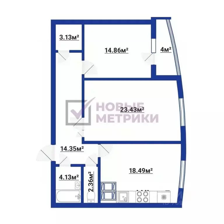 2-к кв. Санкт-Петербург Лыжный пер., 8к1 (82.0 м) - Фото 2