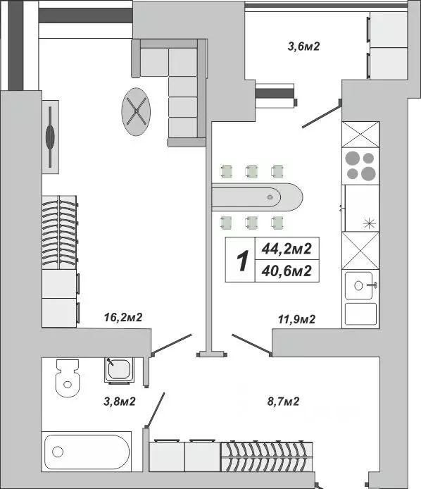 1-к кв. Тамбовская область, Тамбов ул. Чичерина, 7/1к3 (44.2 м) - Фото 0