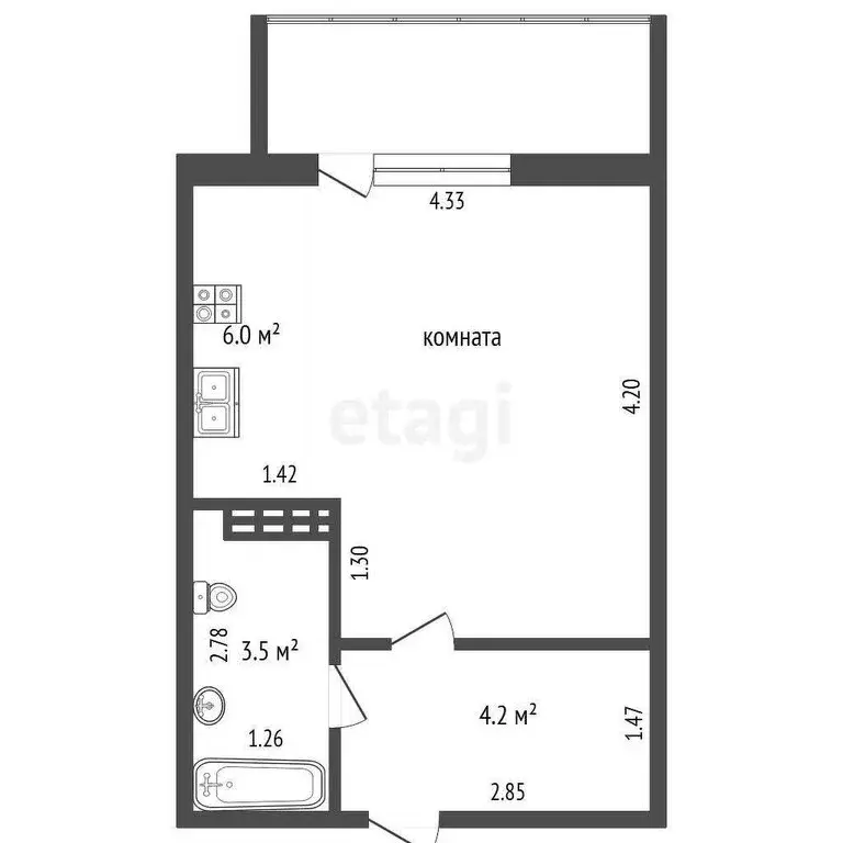 Квартира-студия: Челябинск, улица Александра Шмакова, 12 (24 м) - Фото 1