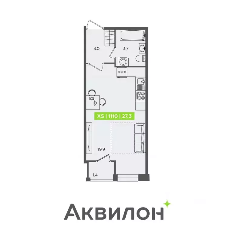 Студия Санкт-Петербург Планерная ул., 87к1 (27.2 м) - Фото 0