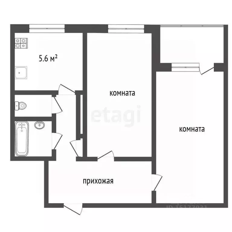 2-к кв. Ямало-Ненецкий АО, Новый Уренгой Юбилейная ул., 3 (42.0 м) - Фото 1