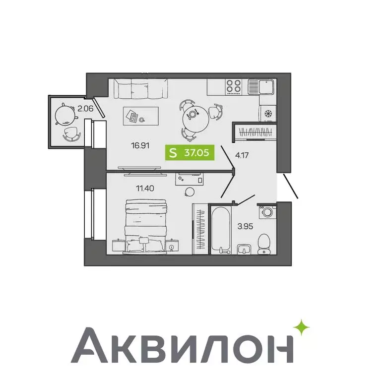 1-комнатная квартира: Северодвинск, улица Ломоносова, 79к3 (37.05 м) - Фото 0