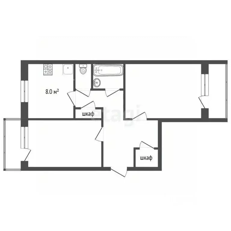 2-к кв. Марий Эл, Йошкар-Ола ул. Баумана, 19А (61.3 м) - Фото 1