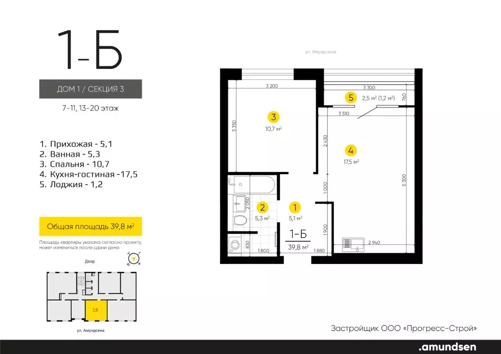 1-к кв. Свердловская область, Екатеринбург Академический мкр, 20-й ... - Фото 1